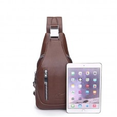 Bolsa Masculina Transversal USB com Carteira