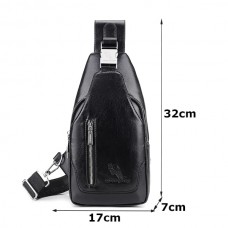 Bolsa Masculina Transversal USB com Carteira